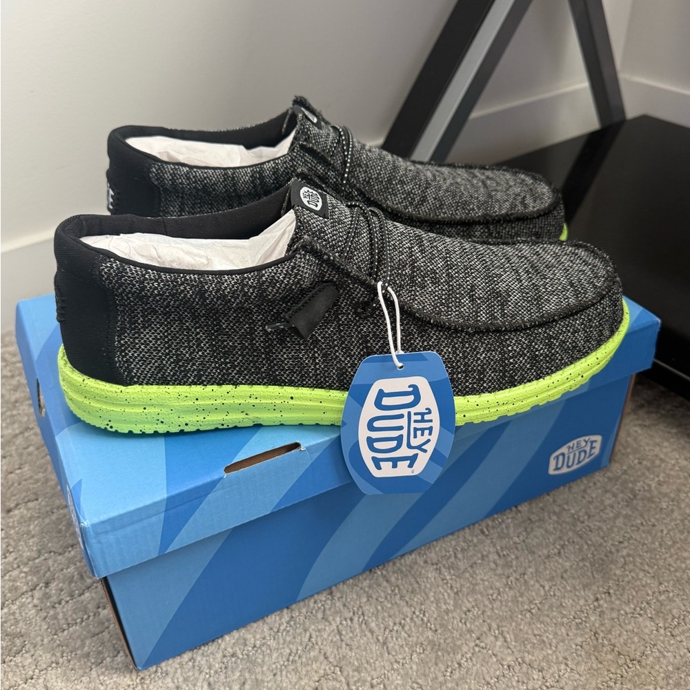 Hey Dude Wally Bring The Heat Slip-On - Black with Lime Accents